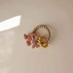 Mushie Rattles & Teethers|Gift For Baby*- Silicone Nature Teething Ring Toy