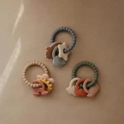 Mushie Rattles & Teethers|Gift For Baby*- Silicone Nature Teething Ring Toy