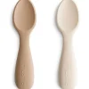 Mushie Utensils & Accessories|Dishes, Utensils & Food Containers*- Silicone Toddler Starter Spoons, 2 Pack, Natural/Shifting Sand