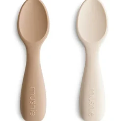 Mushie Utensils & Accessories|Dishes, Utensils & Food Containers*- Silicone Toddler Starter Spoons, 2 Pack, Natural/Shifting Sand