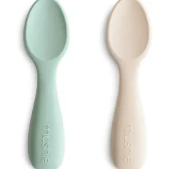 Mushie Utensils & Accessories|Dishes, Utensils & Food Containers*- Silicone Toddler Starter Spoons, 2 Pack, Cambridge Blue/Shifting Sand