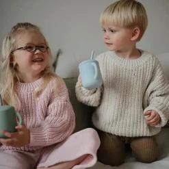 Mushie Straw, Sippy & Training Cups|Dishes, Utensils & Food Containers*- Silicone Training Cup & Straw, Powder Blue