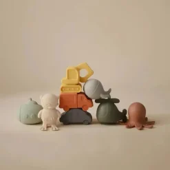 Mushie Gift For Baby|Bath Gift Set*- Silicone Vehicles Bath Play Set 4 Pack