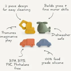 Mushie Gift For Baby|Bath Gift Set*- Silicone Vehicles Bath Play Set 4 Pack