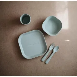 Mushie Plates & Bowls|Dishes, Utensils & Food Containers*- Square Dinnerware Baby Plates- Set Of 2 - Sage