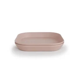 Mushie Plates & Bowls|Dishes, Utensils & Food Containers*- Square Dinnerware Baby Plates- Set Of 2 - Blush