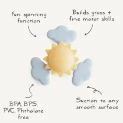 Mushie Rattles & Teethers|Gift For Baby*- Sunshine Suction Spinner Toy for Bath & Play