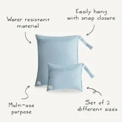 Mushie Pre/Post Maternity Supports*- Water Resistant Wet Bags, Large & Small Reusable Storage Bag, Set of 2 Tradewinds