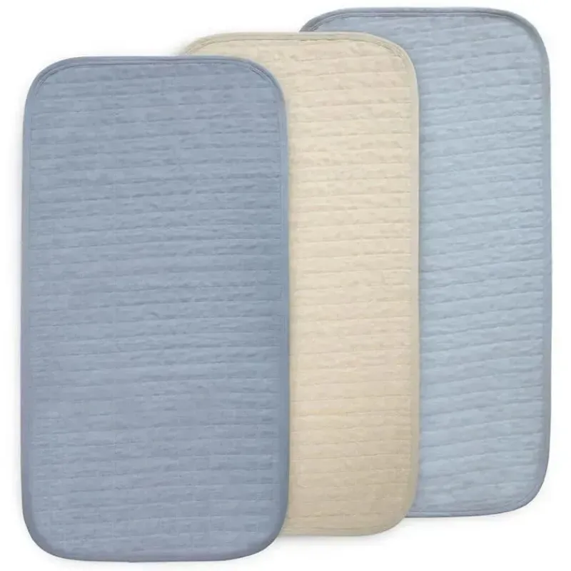 Mushie Changing Pads & Covers*- Waterproof Changing Pad Liners, 100% Organic Cotton, Set of 3, Blue Combo