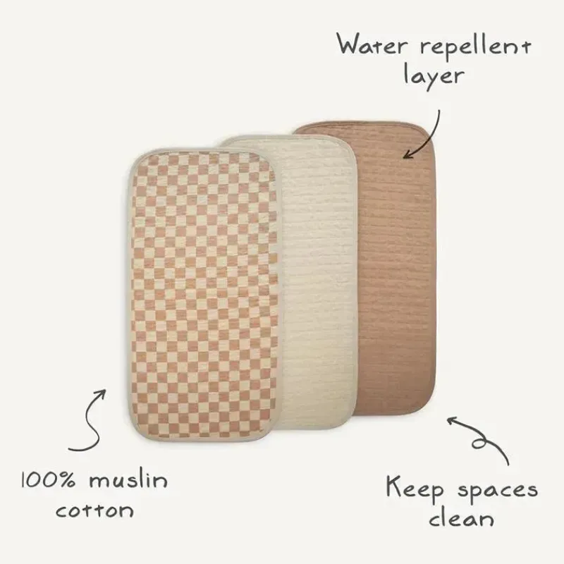 Mushie Changing Pads & Covers*- Waterproof Changing Pad Liners, 100% Organic Cotton, Set of 3, Blue Combo