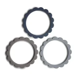 Mushie Playmats & Gyms*Silicone Baby Flower Teether Bracelet 3 Pack Steel/Dove Gray/Stone