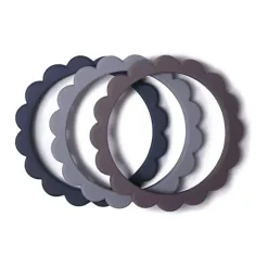 Mushie Playmats & Gyms*Silicone Baby Flower Teether Bracelet 3 Pack Steel/Dove Gray/Stone