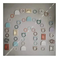 Mushie Playmats & Gyms*Silicone Baby Flower Teether Bracelet 3 Pack Steel/Dove Gray/Stone