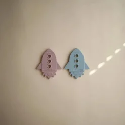 Mushie Toys For 0-12 Months|Gift For Baby*Silicone Baby Teether Rocket Soft Lilac
