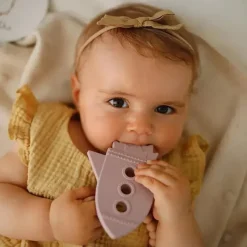 Mushie Toys For 0-12 Months|Gift For Baby*Silicone Baby Teether Rocket Soft Lilac
