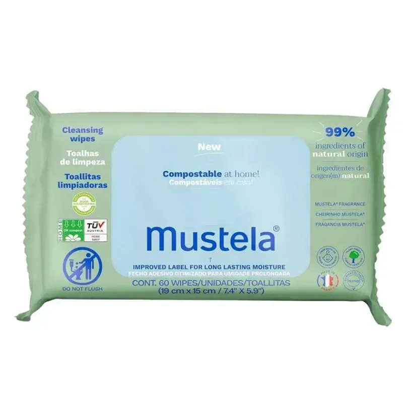 Mustela Cool Baby Products|Wipes & Warmers*- Compostable Cleansing Water Wipes