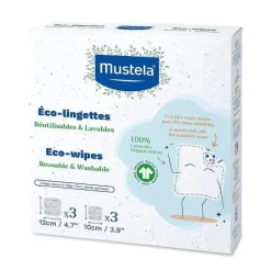 Mustela Organic|Wipes & Warmers*- 6Ct Reusable & Washable Baby Eco-Wipes