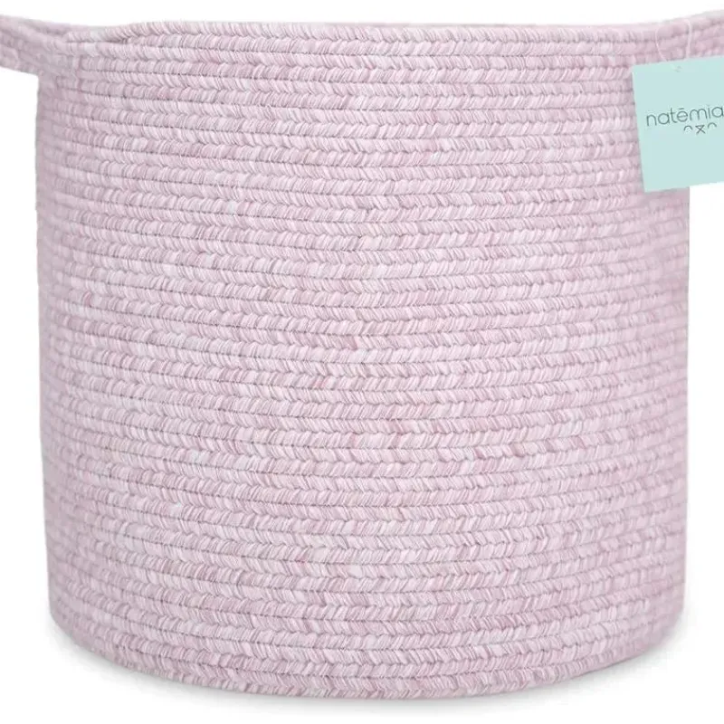 Natemia Storage & Organizers*- Rope Storage Basket, Nursery Bin and Toy Organizer (15”x15”x14”), Pink, Large