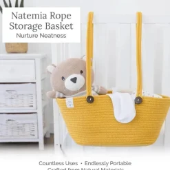 Natemia Storage & Organizers*- Rope Storage Basket, Nursery Bin and Toy Organizer (15”x15”x14”), Pink, Large