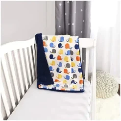 Nemcor Blankets & Quilts*Soft Reversible Sherpa Baby Blanket,Whales