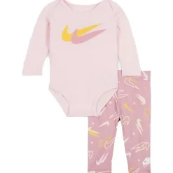 Haddad Baby Athletic*Nike Baby - 2Pk Girl Bodysuit & Confetti Print Pants, Pink