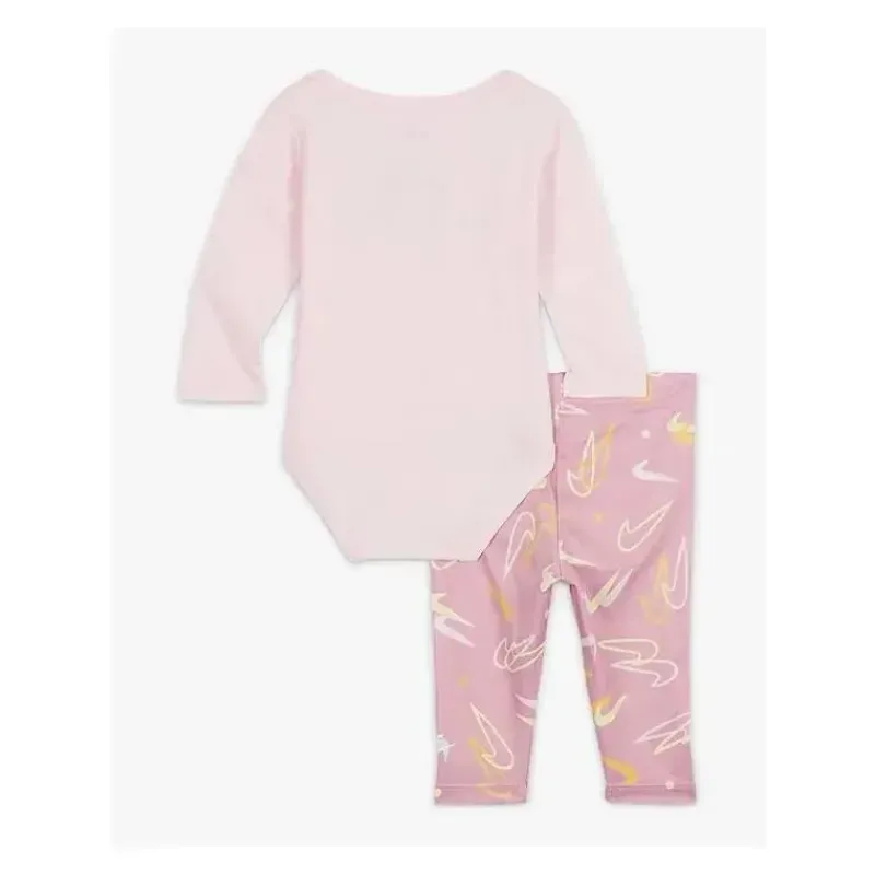 Haddad Baby Athletic*Nike Baby - 2Pk Girl Bodysuit & Confetti Print Pants, Pink