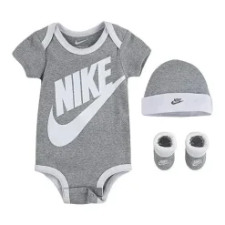 Nike Baby Sets*Unisex Baby Bodysuit Beanie Hat and Botties Grey, Set