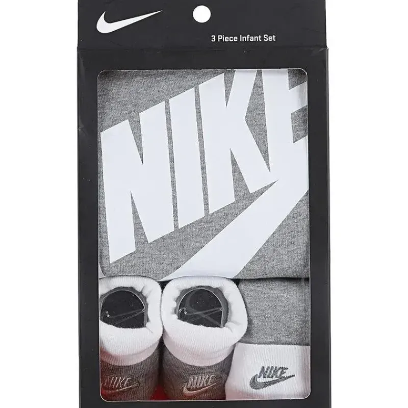 Nike Baby Sets*Unisex Baby Bodysuit Beanie Hat and Botties Grey, Set