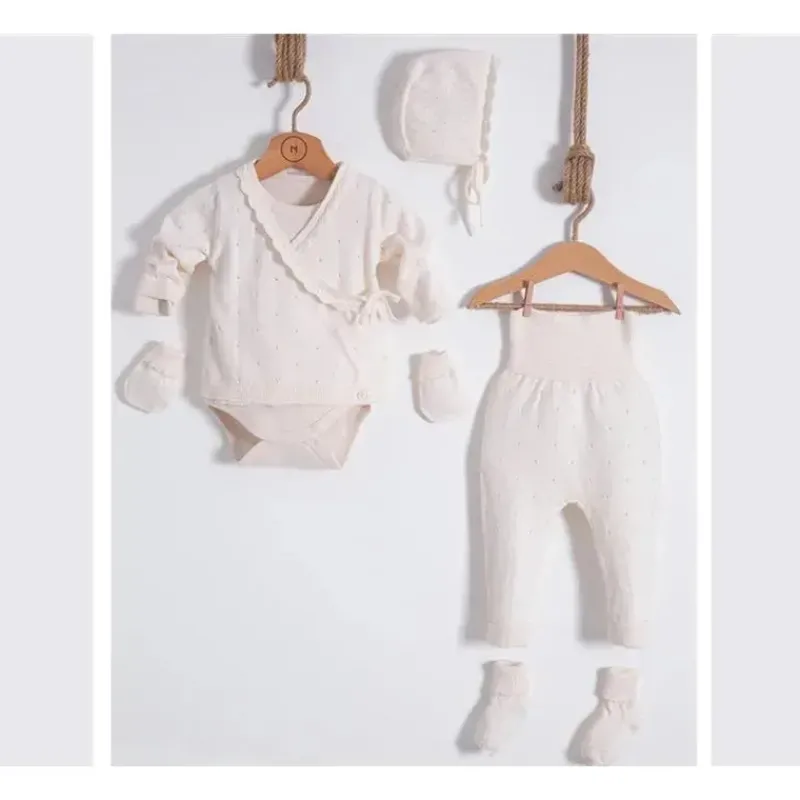 Nipperland Baby Sets*- Baby Knitted Coming Home Set Cream