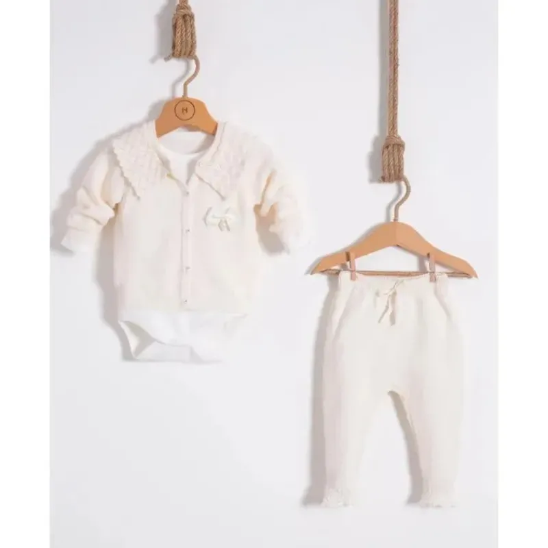 Nipperland Baby Sets*- Baby Knitted Cream Outfit Set