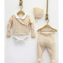 Nipperland Take Me Home Outfits*- Take Me Home Set Knitted Baby Set Cream