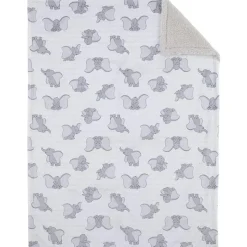 NoJo Blankets & Quilts*- Disney Dumbo White And Grey Super Soft Baby Blanket With Sherpa Back