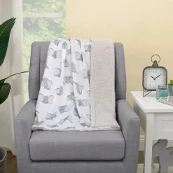 NoJo Blankets & Quilts*- Disney Dumbo White And Grey Super Soft Baby Blanket With Sherpa Back
