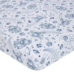 NoJo Toy Story|Bedding Sets*- Disney Toy Story Outta This World Blue and Gray Buzz Lightyear 4 Piece Nursery Crib Bedding Set - Comforter, Fitted Crib Sheet, Changing Pad