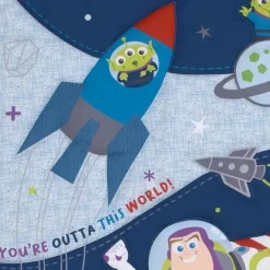 NoJo Toy Story|Bedding Sets*- Disney Toy Story Outta This World Blue and Gray Buzz Lightyear 4 Piece Nursery Crib Bedding Set - Comforter, Fitted Crib Sheet, Changing Pad