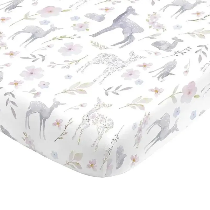 NoJo Crib & Bed Sheets*- Fitted Crib Sheet Floral Deer Print