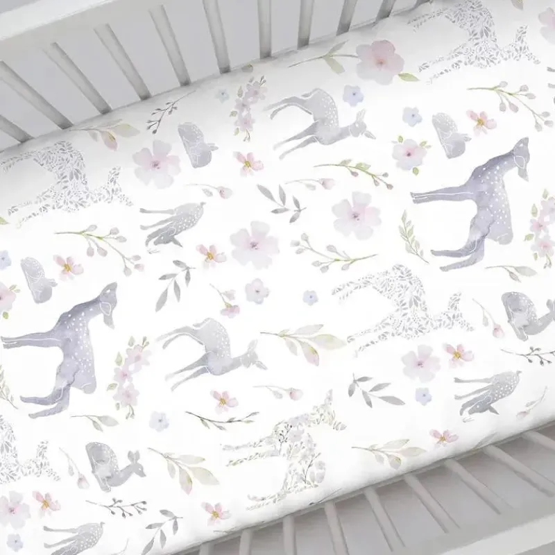 NoJo Crib & Bed Sheets*- Fitted Crib Sheet Floral Deer Print