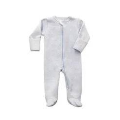 Noomie Baby Sleepwear*- Baby Boy Zipper Footie Light Blue Stars Jacquard