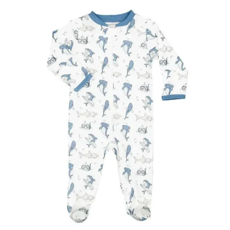 Noomie Baby Sleepwear*- Baby Boy Zipper Footie Surfing Sharks