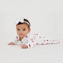 Noomie Baby Sleepwear*- Baby Cotton Zipper Footie Valentine Hearts