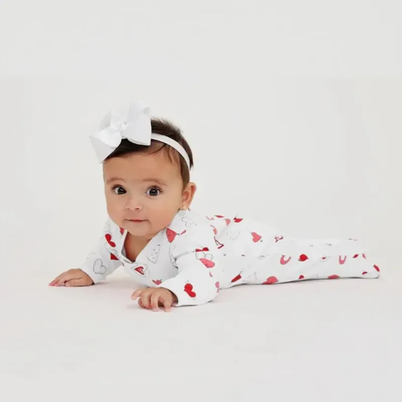 Noomie Baby Sleepwear*- Baby Cotton Zipper Footie Valentine Hearts