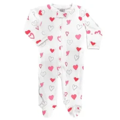 Noomie Baby Sleepwear*- Baby Cotton Zipper Footie Valentine Hearts