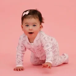 Noomie Baby Sleepwear*- Baby Girl Bows Zipper Footie With Ruffles
