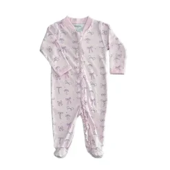 Noomie Baby Sleepwear*- Baby Girl Bows Zipper Footie With Ruffles