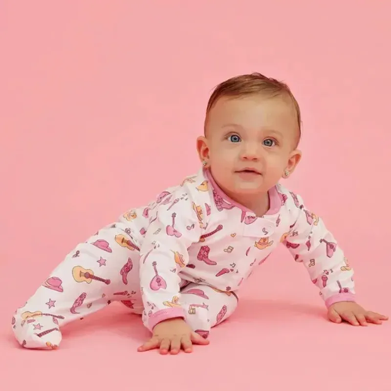 Noomie Baby Sleepwear*- Baby Girl Country Music Zipper Footie