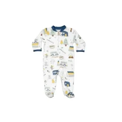 Noomie Baby Onesies & Bodysuits*- Baby Zipper Footie Blue Camping