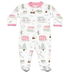 Noomie Baby Onesies & Bodysuits*- Baby Zipper Footie Pink Camping