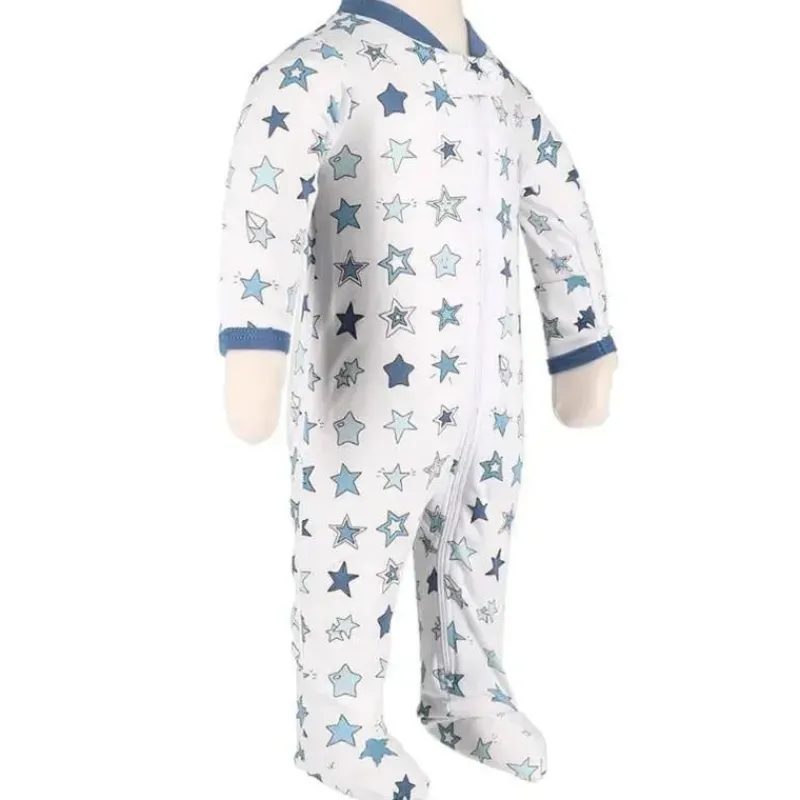 Noomie Baby Onesies & Bodysuits*- Baby Zipper Footie Denim Stars