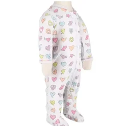 Noomie Baby Onesies & Bodysuits*- Baby Zipper Footie Rainbow Hearts
