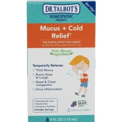 Nuby Pain & Fever Relief*- 4 Oz Homeopathic Dr Talbots Mucus And Cold Relief